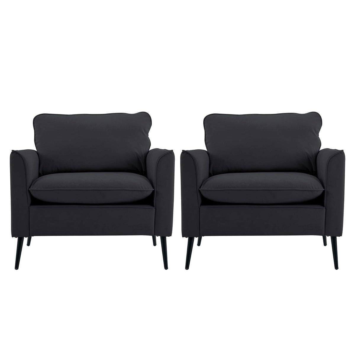 Nordic Retro Light Luxury Upholstered Sofa Chair Set of 2 with Cushions - Multiple Colors