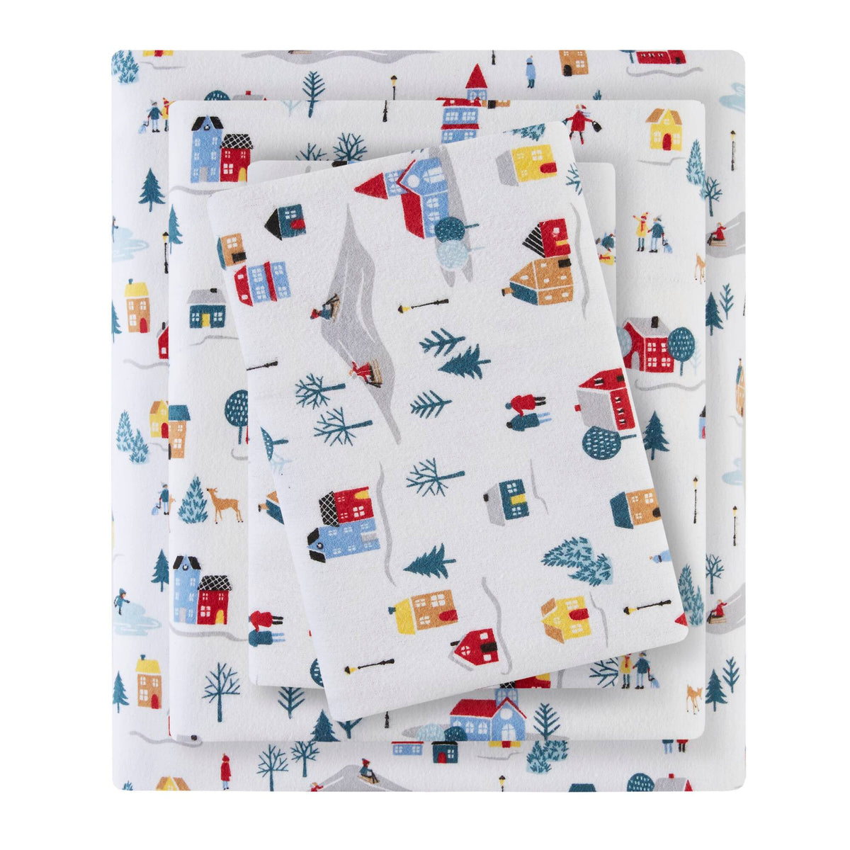 4 Piece King Printed Sheet Set with Contemporary Design - Cotton