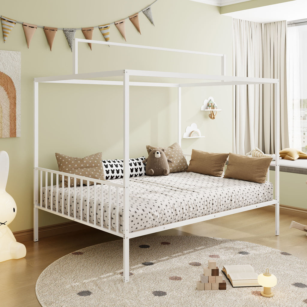 3 In 1 Convertible Montessori Floor Bed with Fenced Support - Full