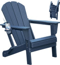 Foldable HDPE Adirondack Chair with Built-In Cup Holder - Dark Blue