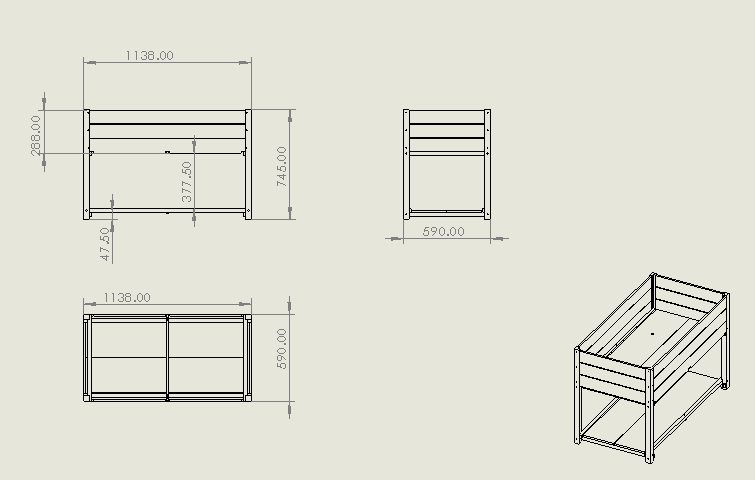 45" Iron-Wood Garden Bed with Storage Racks - Wood Finish