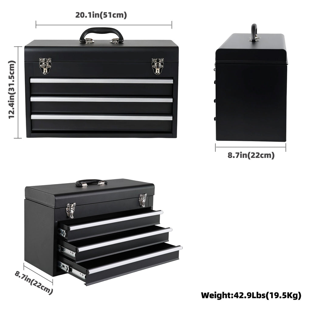 465-Piece Mechanics Tool Set with 3-Drawer Metal Box - Black & Blue
