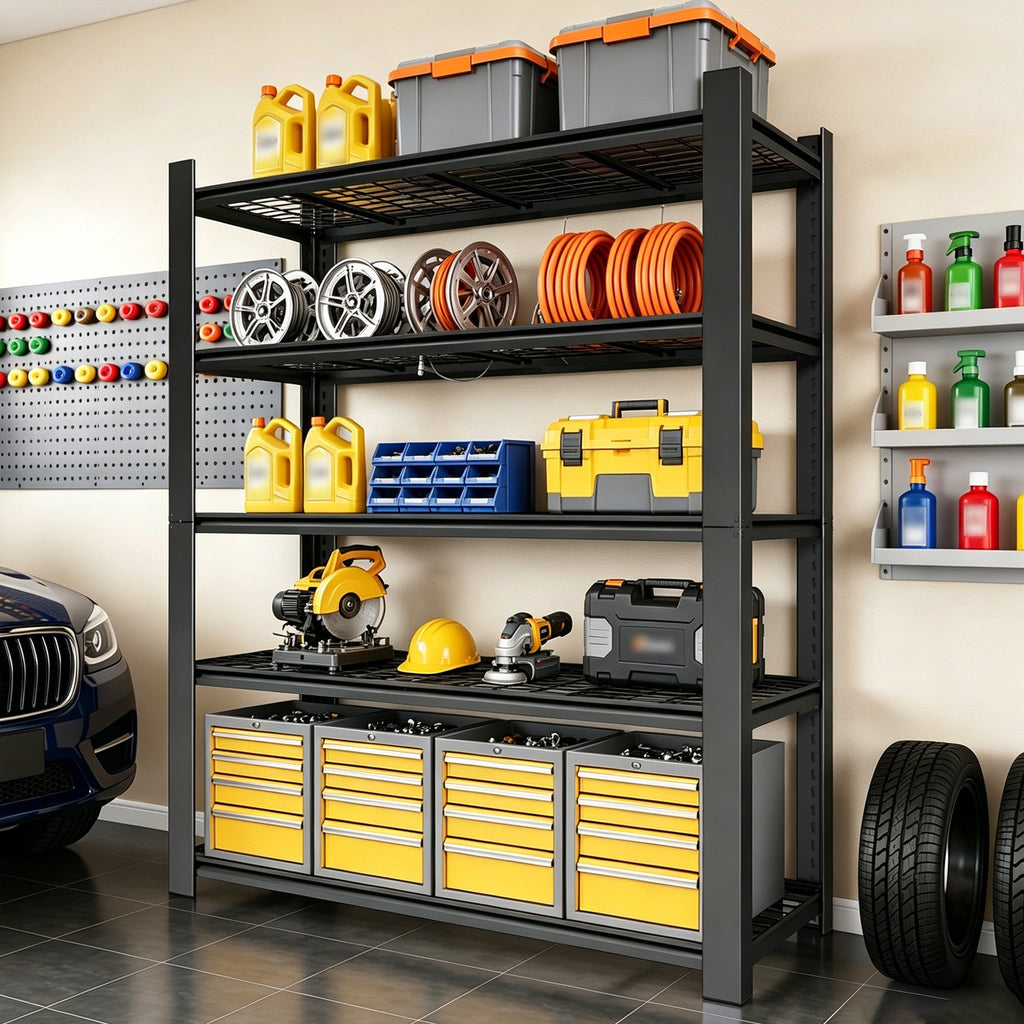 72"H 5-Tier Adjustable Heavy Duty Shelving Rack with 3000 lb Capacity - Steel
