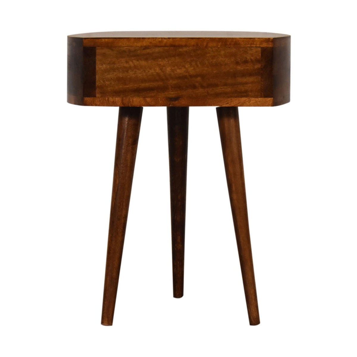 Solid Wood Semi Circle Nightstand with Nordic Legs - Chestnut