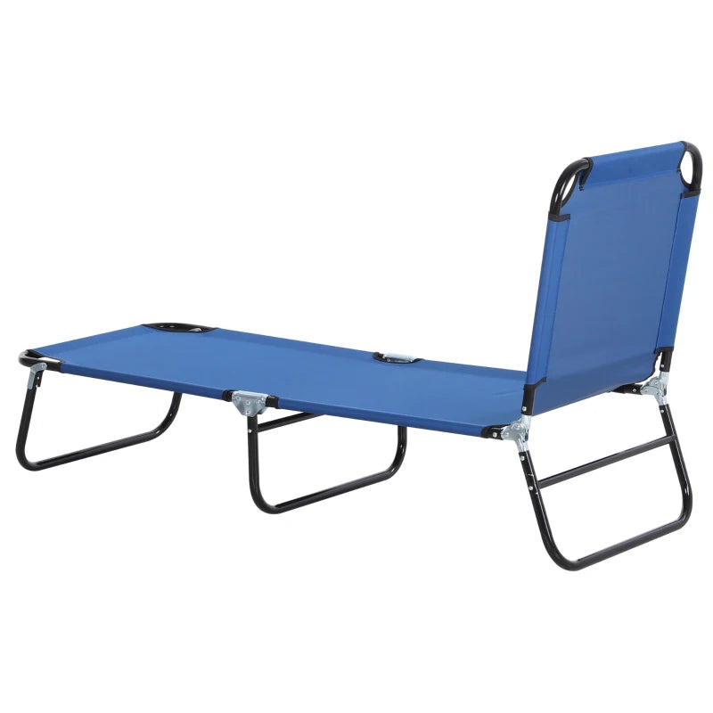 Neutral Oxford Fabric Sun Tanning Chair with 5-Position Backrest - Neutral
