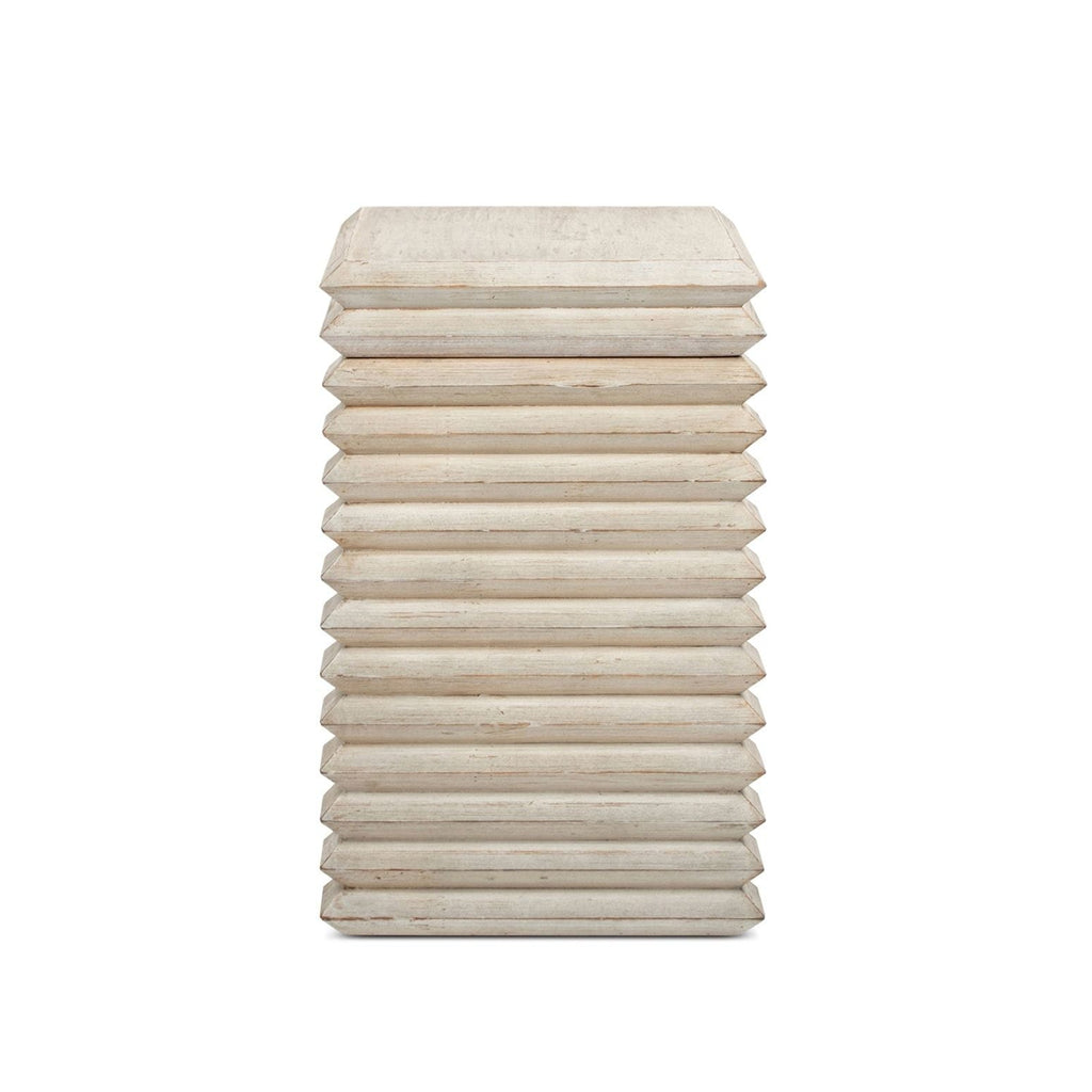 Geometric Waterfall Console Table with Solid Wood Construction - White or Light Brown