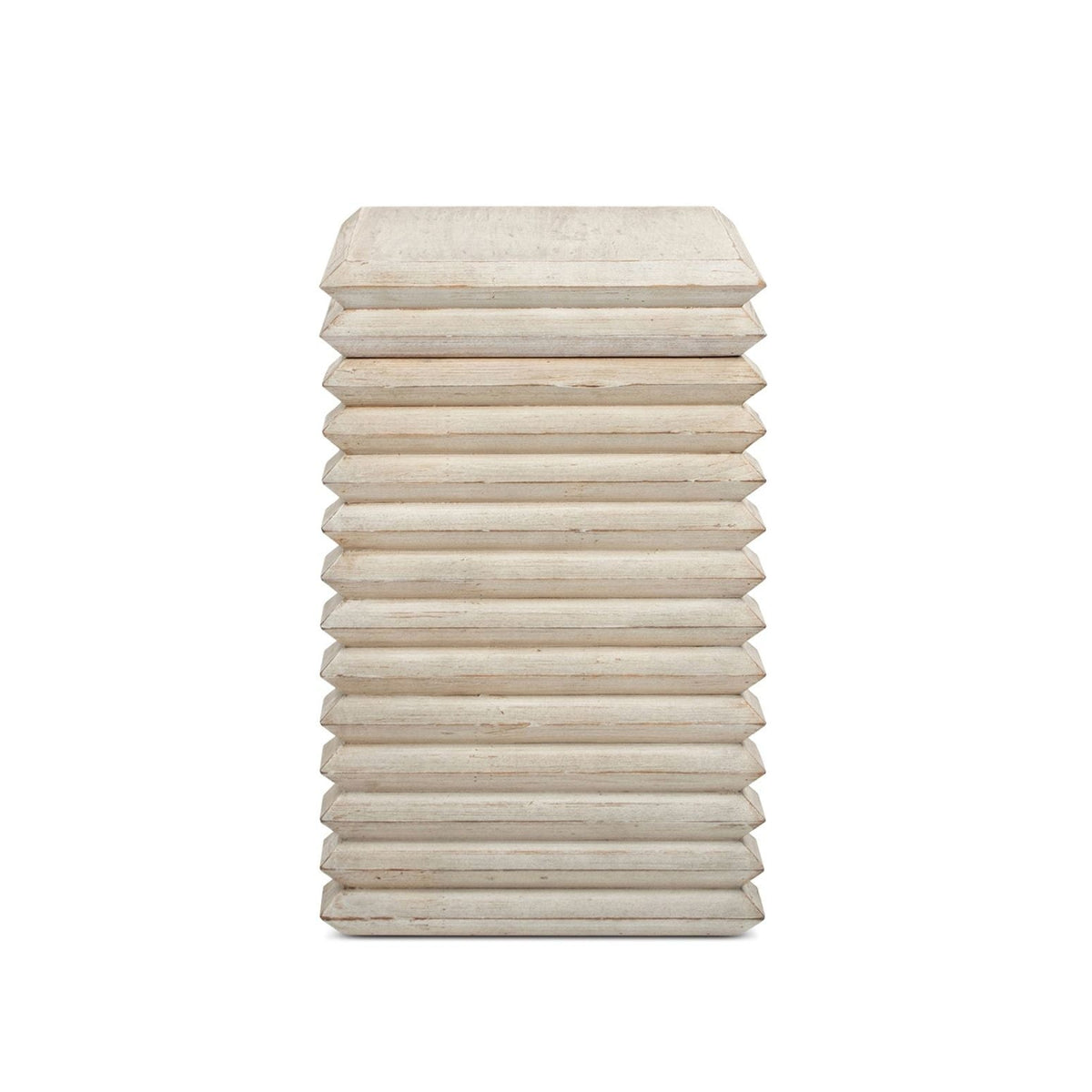 Geometric Waterfall Console Table with Solid Wood Construction - White or Light Brown
