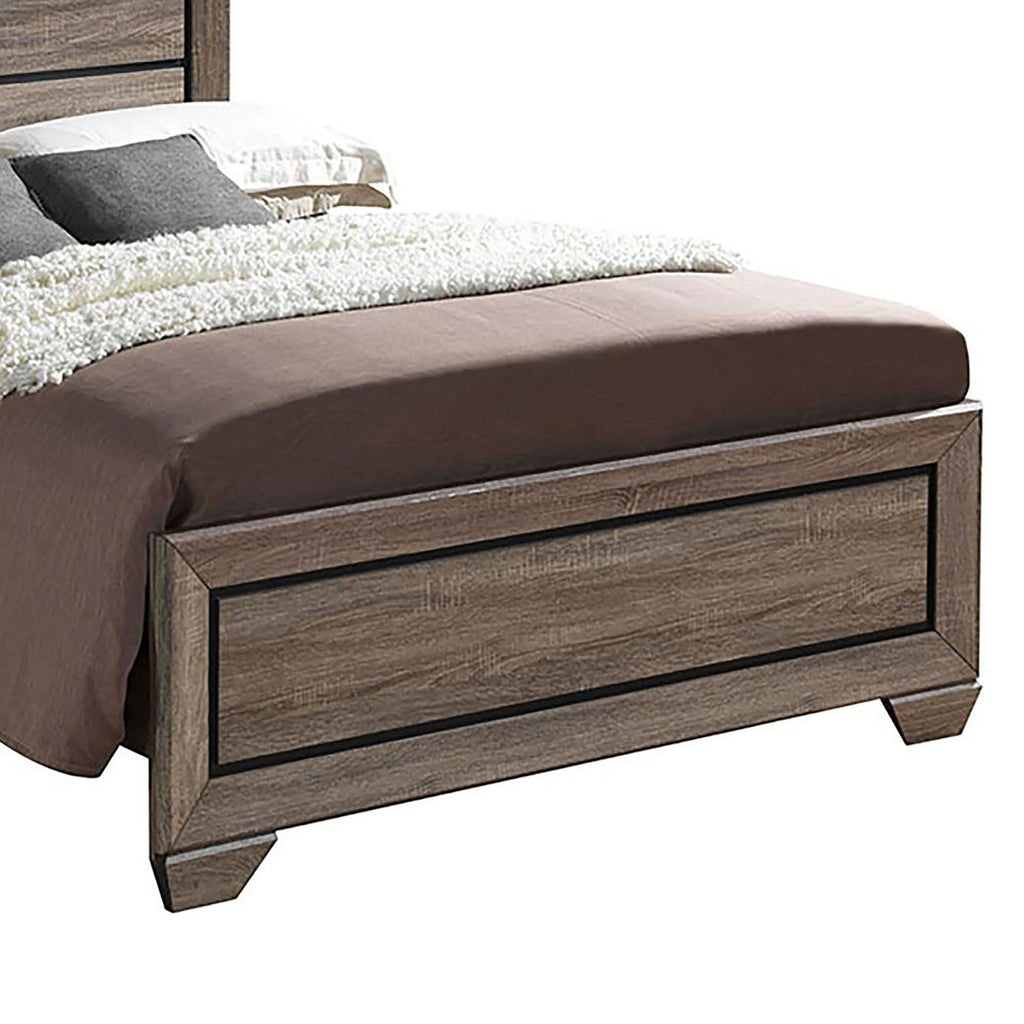 Oatfield Panel Bed with Slatted Design - Dark Brown