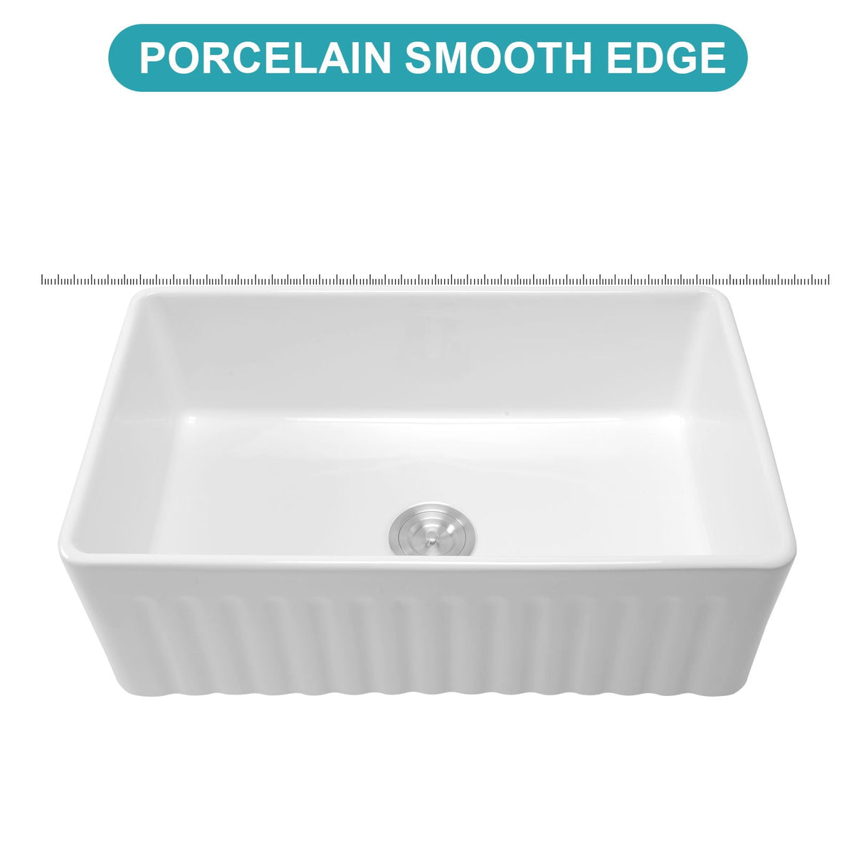 Ceramic Farmhouse Sink with Deep Basin and Stainless Steel Grid - White