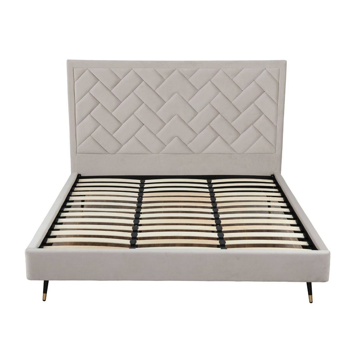 Upholstered Bed with Headboard and Slats - Multiple Colors