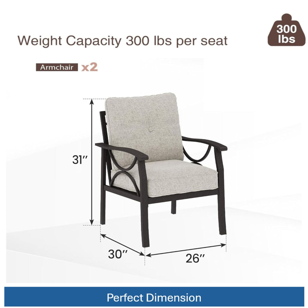 All-Weather Armchairs with Cushions, Modern Sculptural Design – Beige or Dark Gray