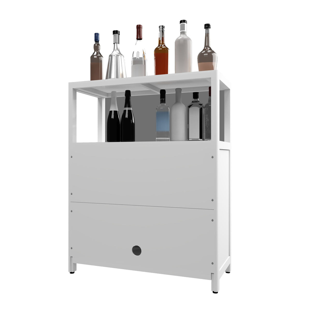 Bamboo Large Capacity Storage Cabinet with Shelves - White