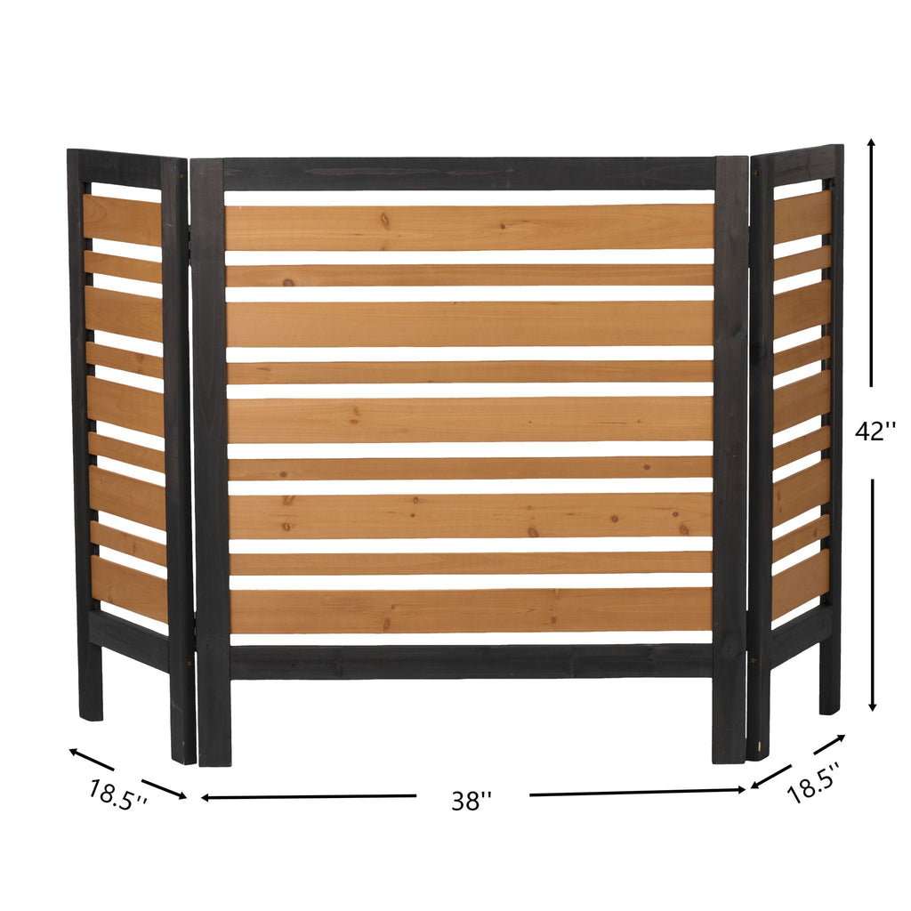 Outdoor Air Conditioner Fence Screen with Slatted Airflow - Light Brown