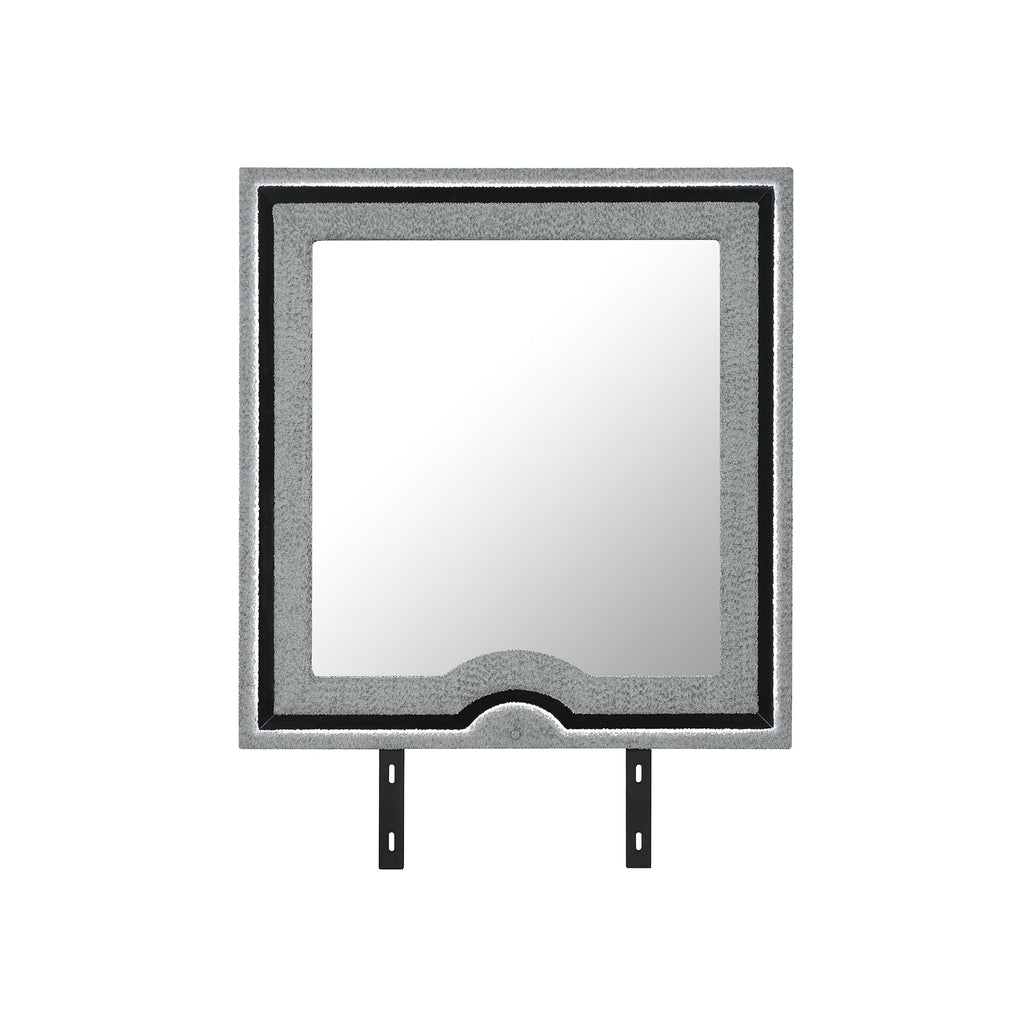 Upholstered Frame Mirror with LED Lighting - Dark Gray