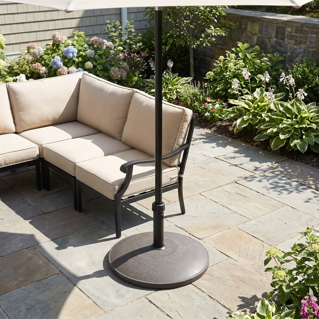 Brown Outdoor Umbrella Base with 35 lb Concrete Core – Stable & Weather Resistant