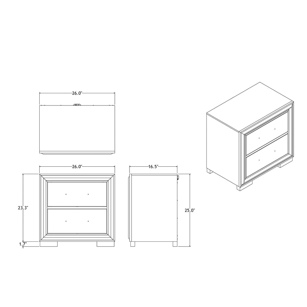 Gray Nightstand with Spacious Storage - Sleek Modern Finish