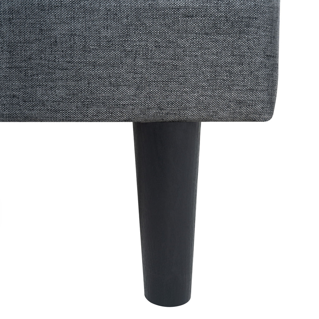 Queen Size Upholstered Platform Bed Frame with Button Tufted Linen Headboard - Dark Gray