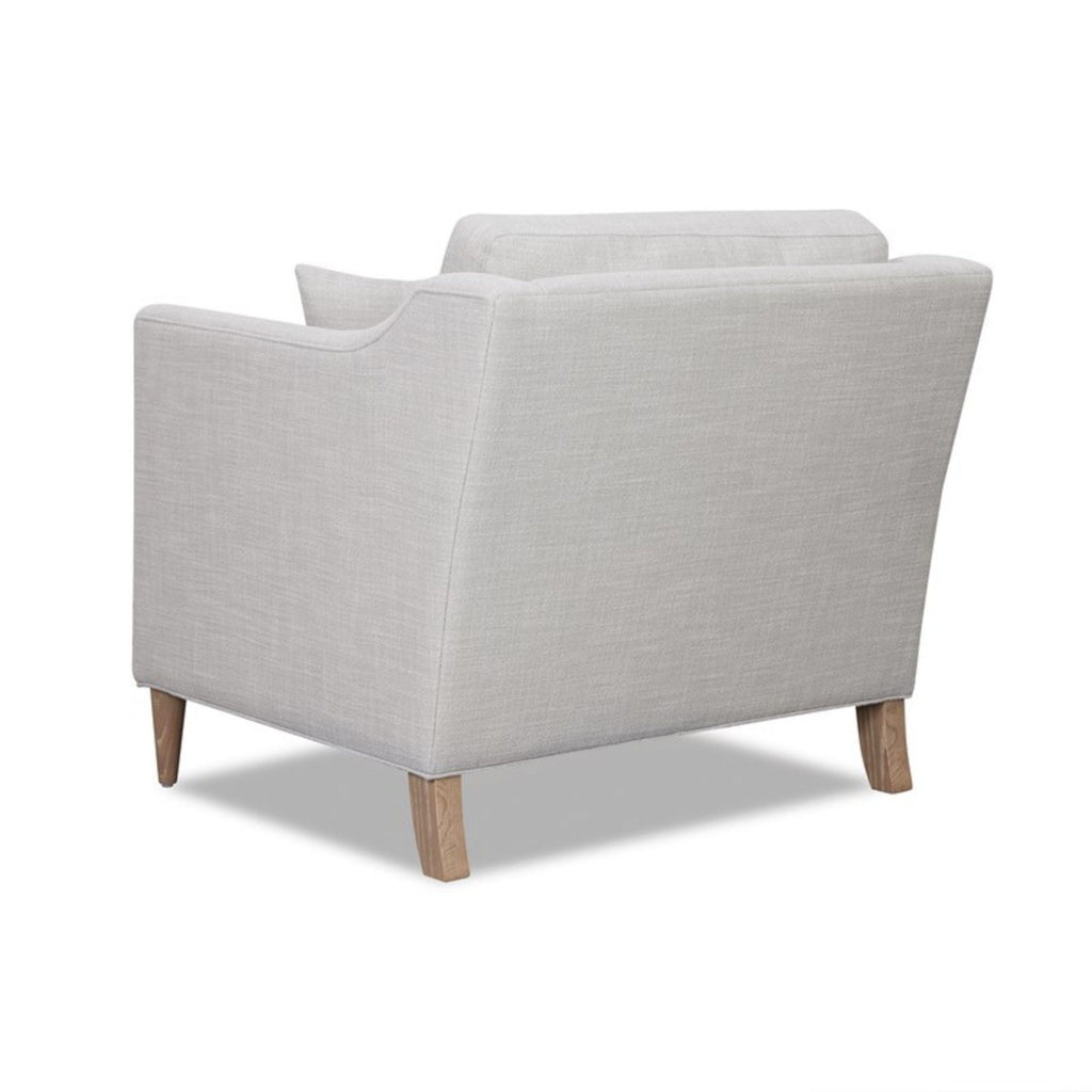 Beige Arm Chair with High Track Arms and Solid Wood Legs