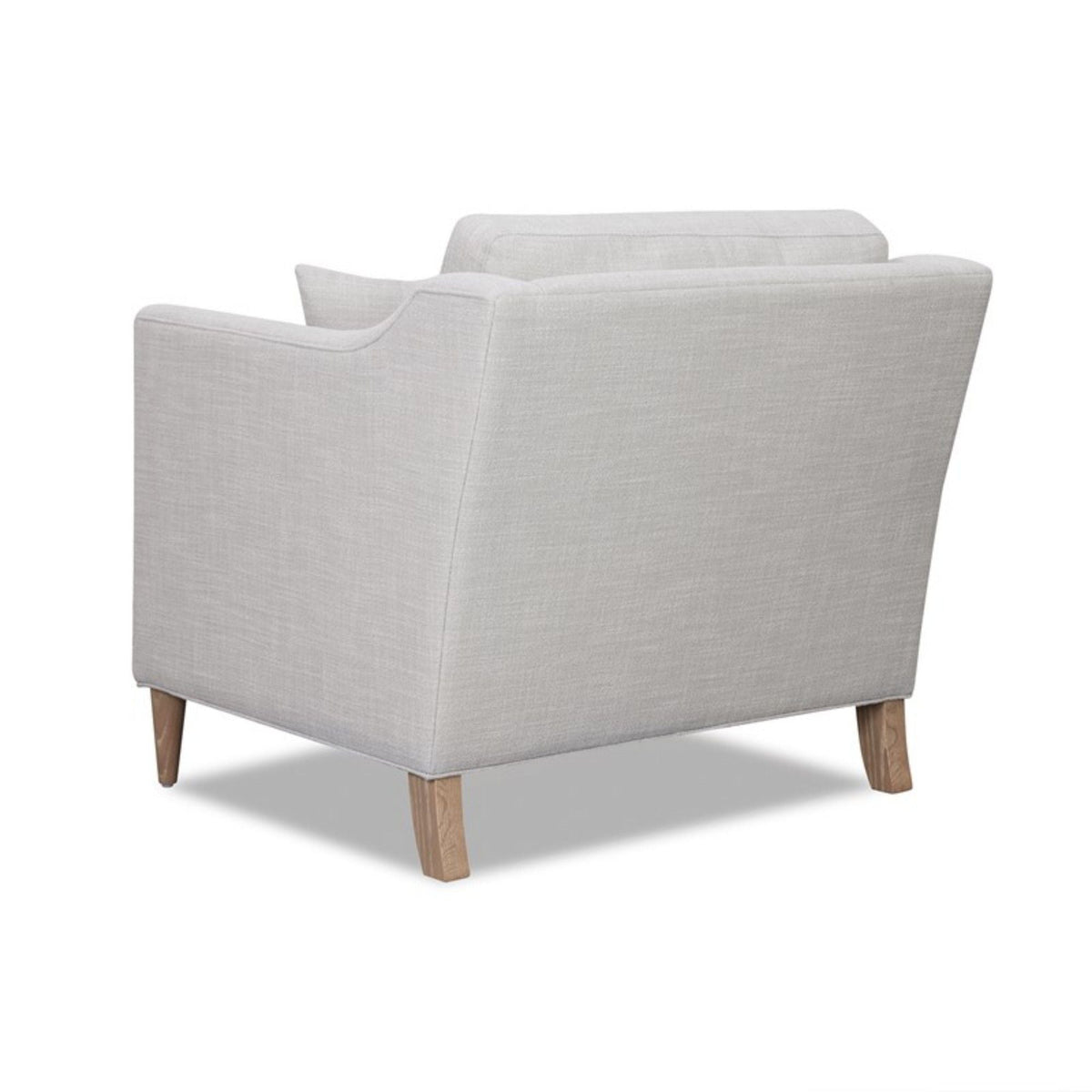 Beige Arm Chair with High Track Arms and Solid Wood Legs