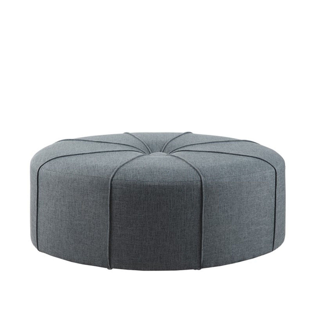 Large Cocktail Ottoman with Button Tufted Center - Blue or Beige