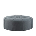 Large Cocktail Ottoman with Button Tufted Center - Blue or Beige