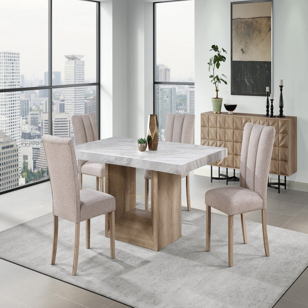 Sheena Dining Table with Faux Marble Top - White or Gray