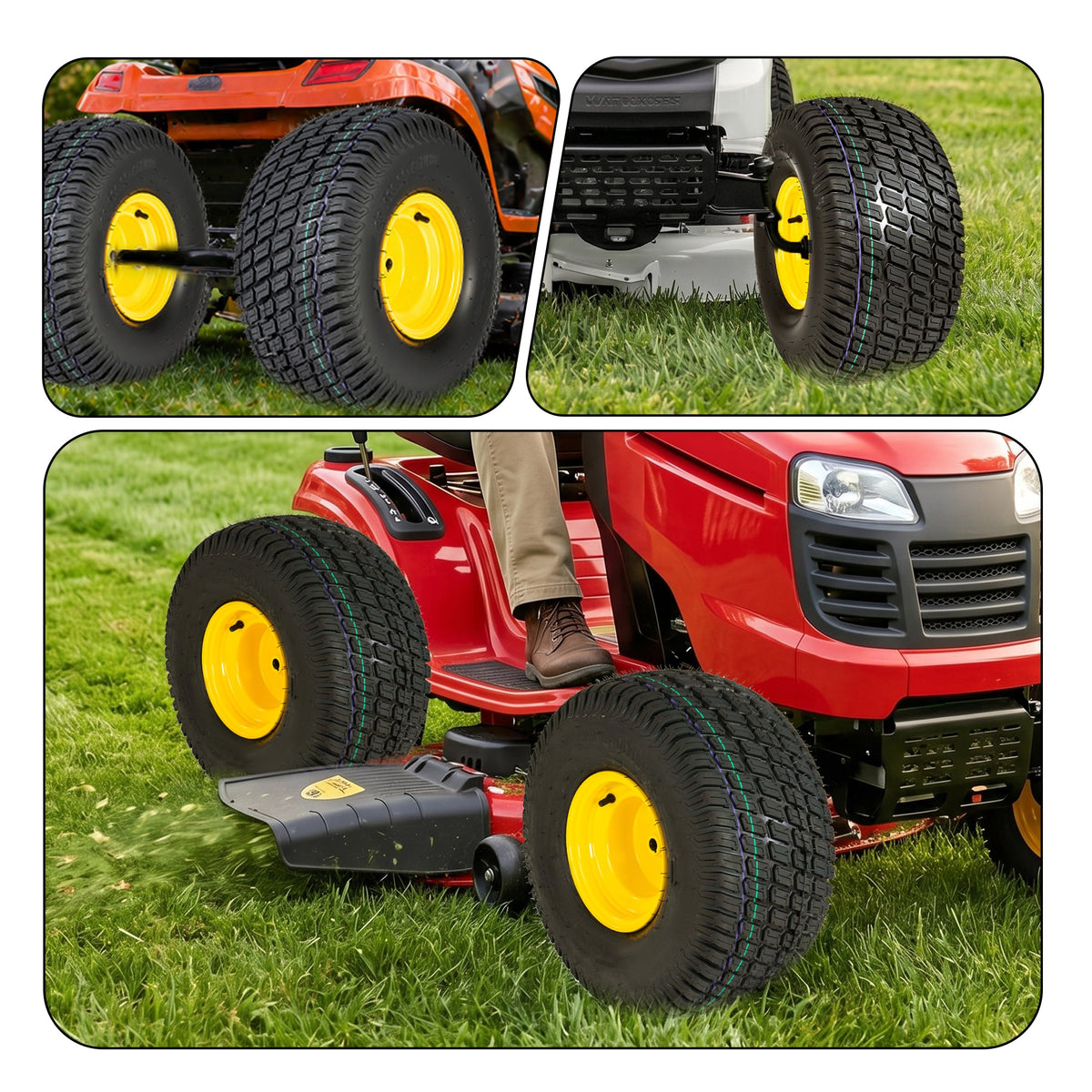Heavy Duty Lawn Mower Tire and Wheel Assembly Set - 2 Pieces