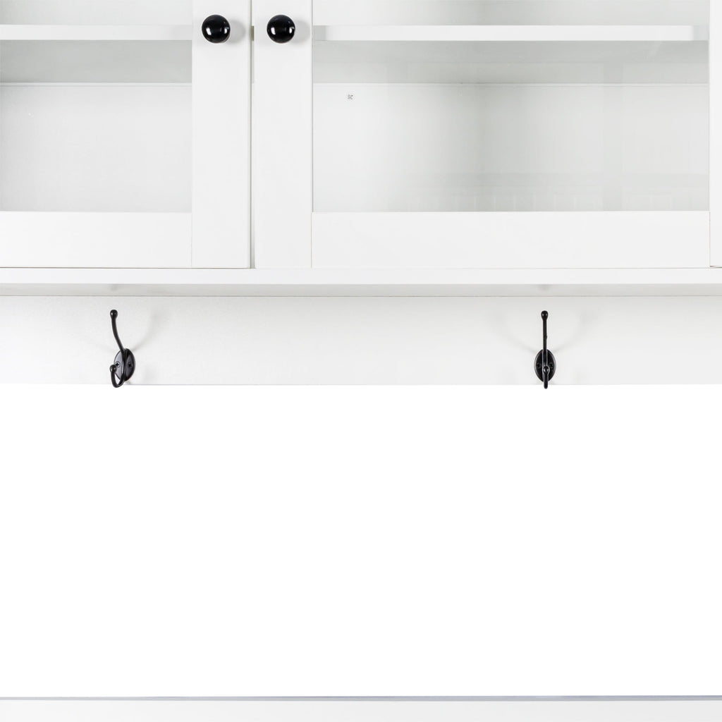 63" W Large Kitchen Hutch Cabinet with Storage Shelves and Drawers - White