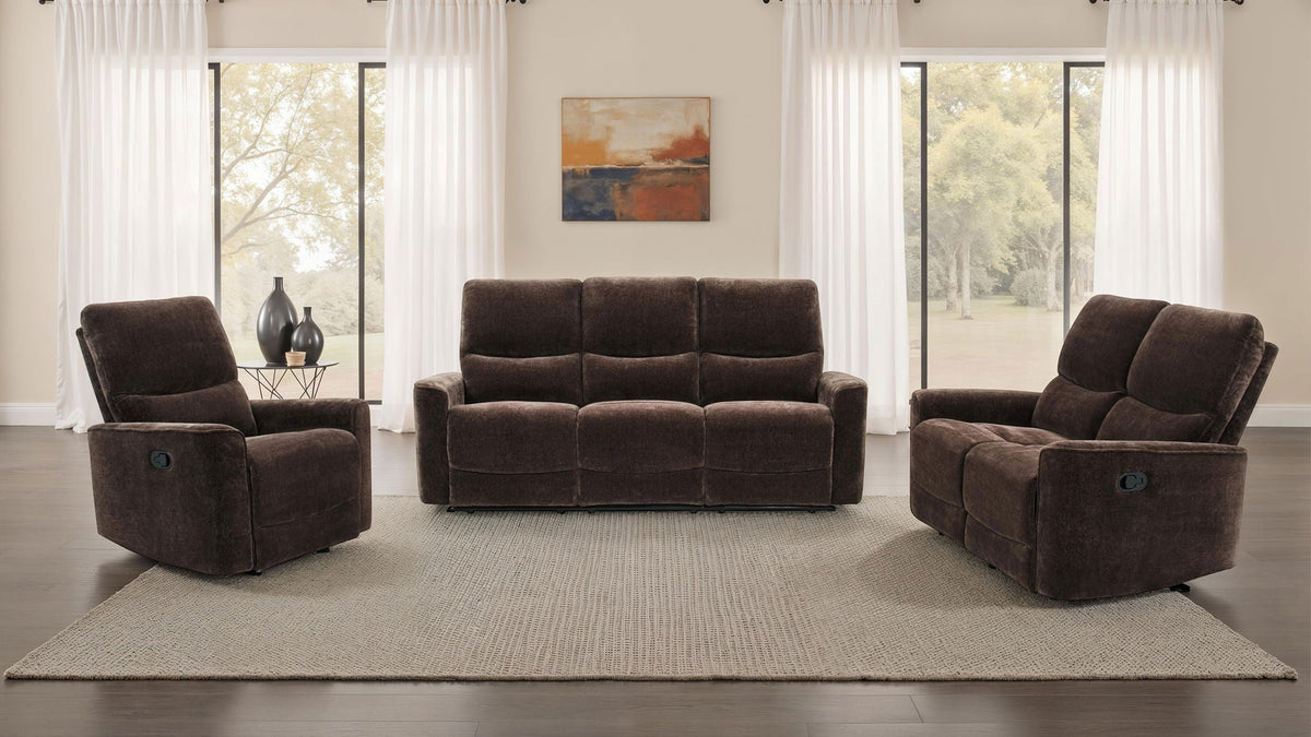 Navarro 3-piece Upholstered Reclining Sofa Set Dark Brown