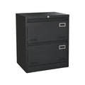 Black Metal Lateral Filing Cabinet with Lock – 2 Drawer Office File Cabinet