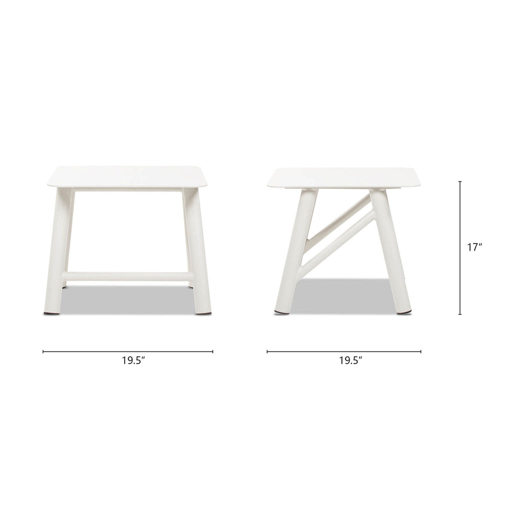 Atlas 19.5" Square Outdoor Patio Side Table with Rust-Resistant Aluminum - Light