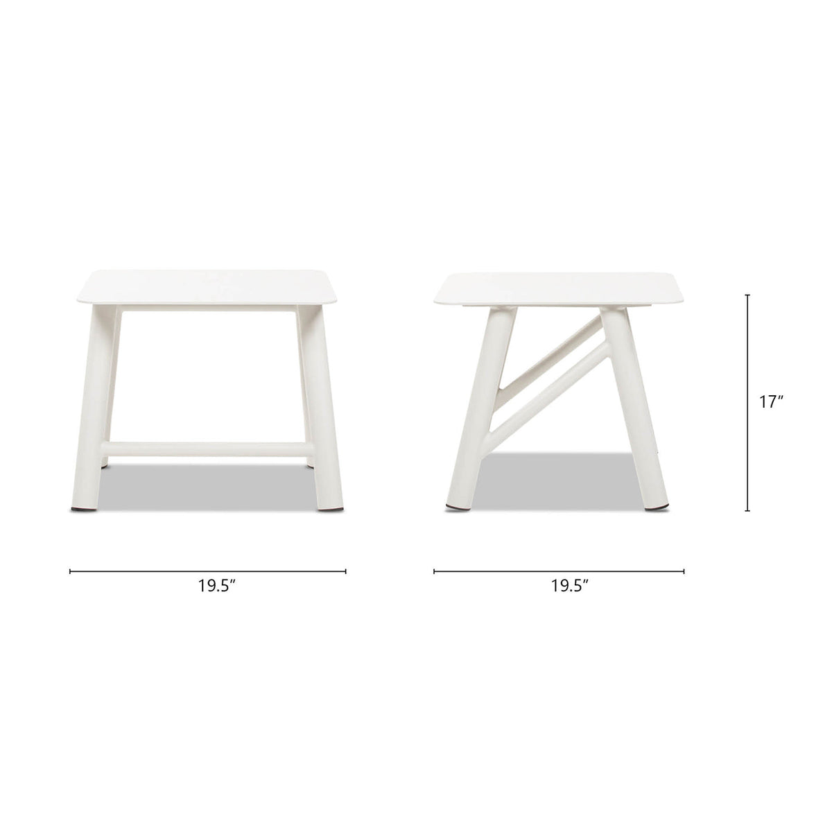Atlas 19.5" Square Outdoor Patio Side Table with Rust-Resistant Aluminum - Light