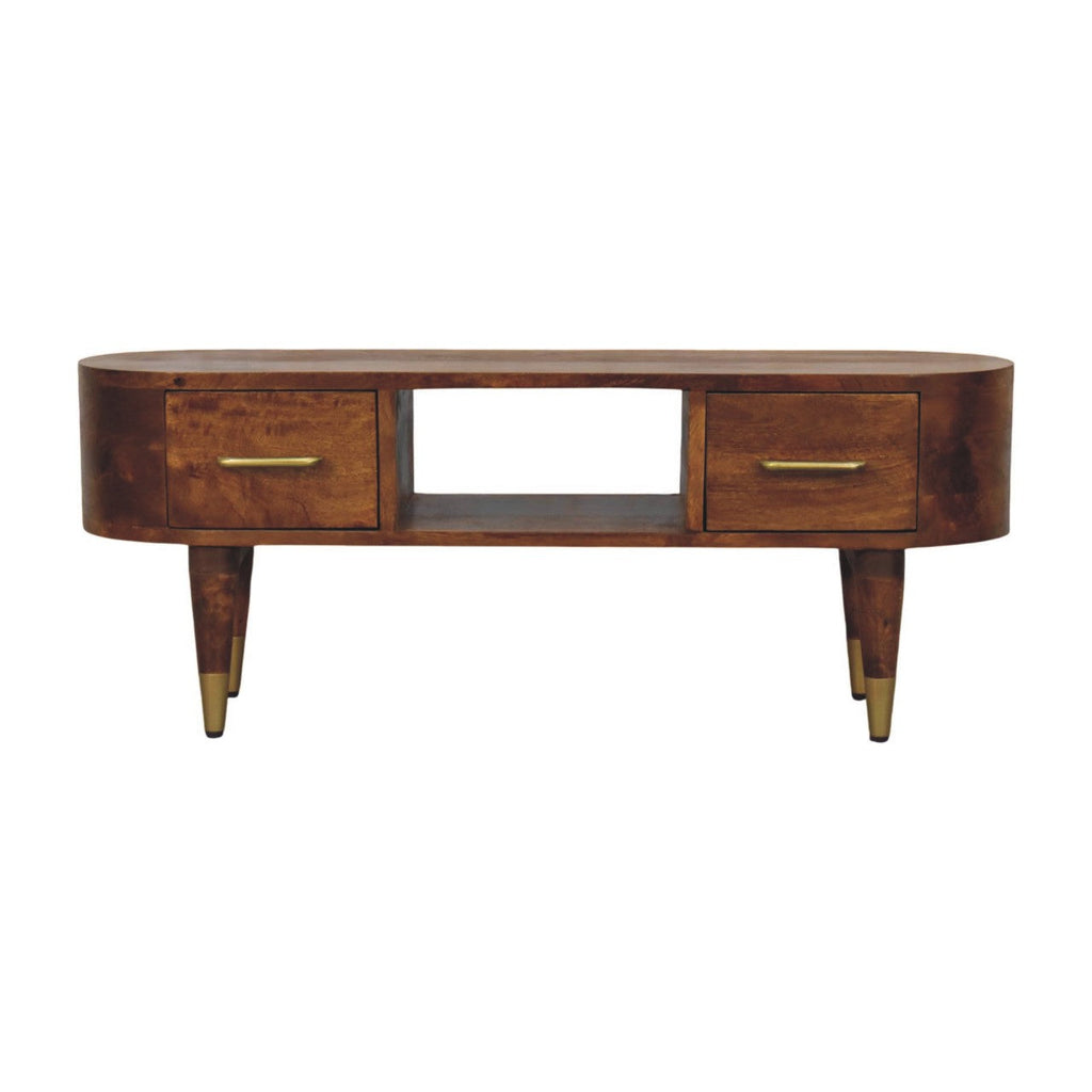 Solid Wood Valenza Media Unit with Storage Drawers - Chestnut
