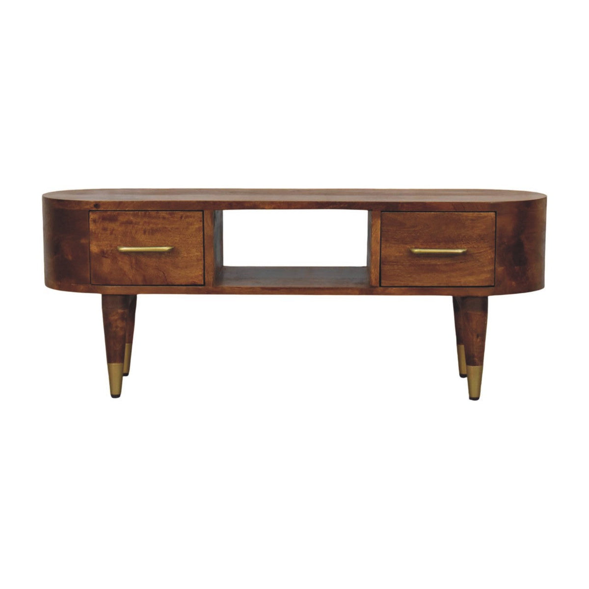 Solid Wood Valenza Media Unit with Storage Drawers - Chestnut