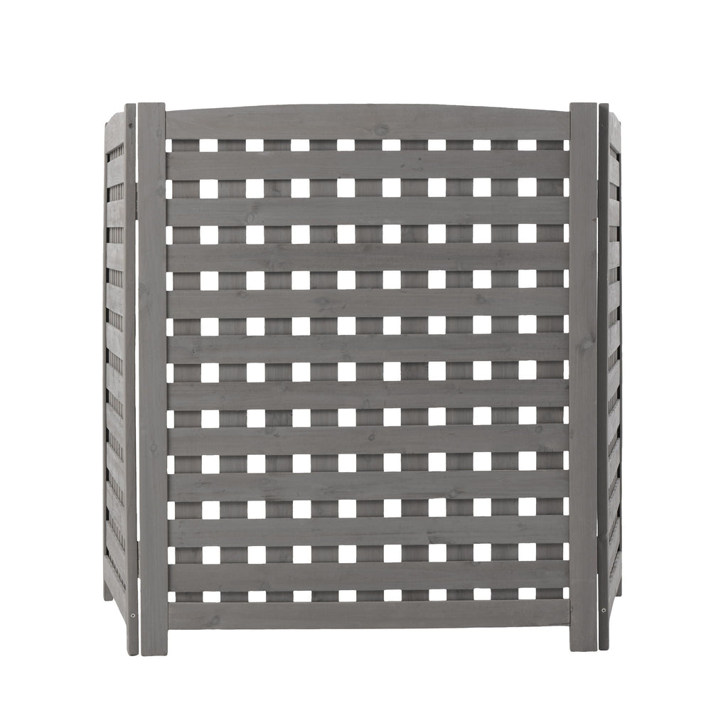 3 Panel Outdoor Air Conditioner Fence Screen with Solid Wood - Light Brown or Dark Gray
