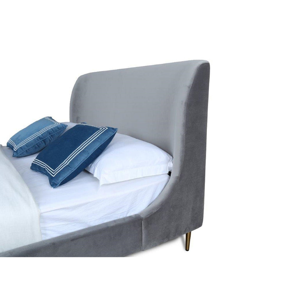 Heather Upholstered Bed with Curved Headboard - Multiple Colors