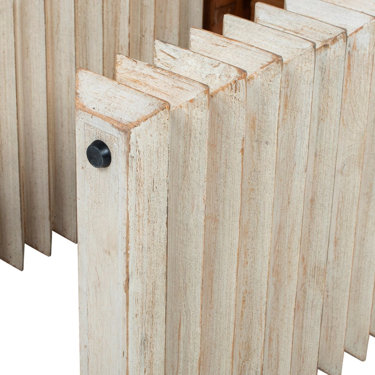 Geometric Waterfall Console Table with Solid Wood Construction - White or Light Brown