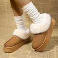 Fuzzy Trim Platform Boots
