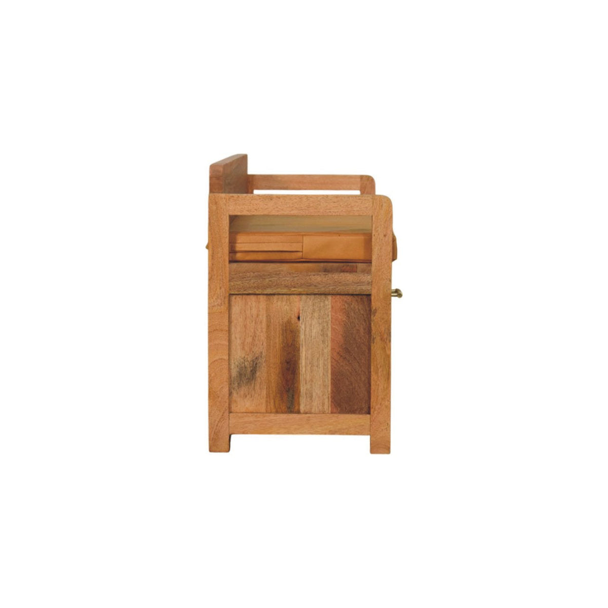 Oxford Oak-ish 2-Drawer Storage Bench with Leather Seat - Tan