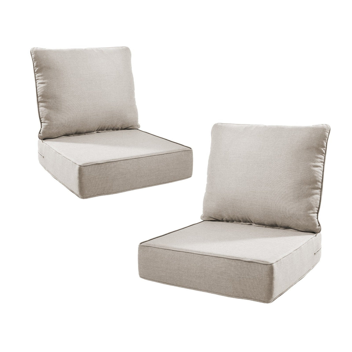 6" Thicker Outdoor Chair Cushion Set with Waterproof Olefin - Neutral