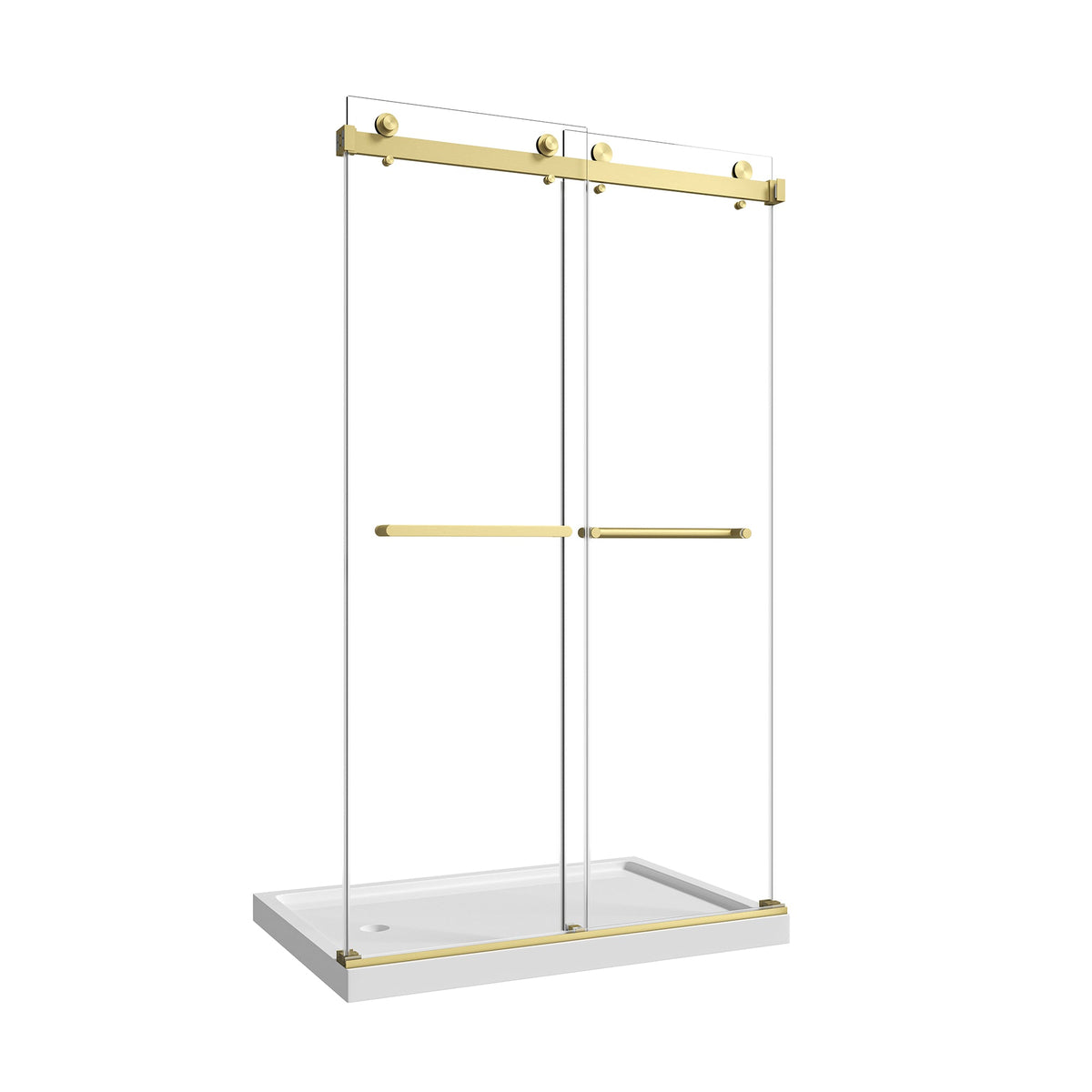 Frameless Shower Door with Tempered Glass - Brushed Gold