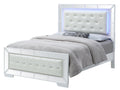 Modern Contemporary Panel Bed with Diamond Tufted Headboard - White
