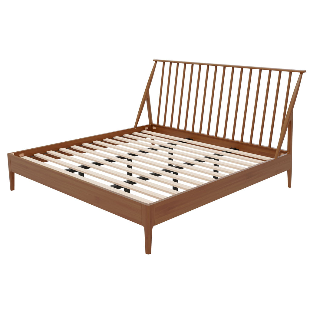 Bohemian Platform Bed with Tall Headboard - Dark Brown or Black