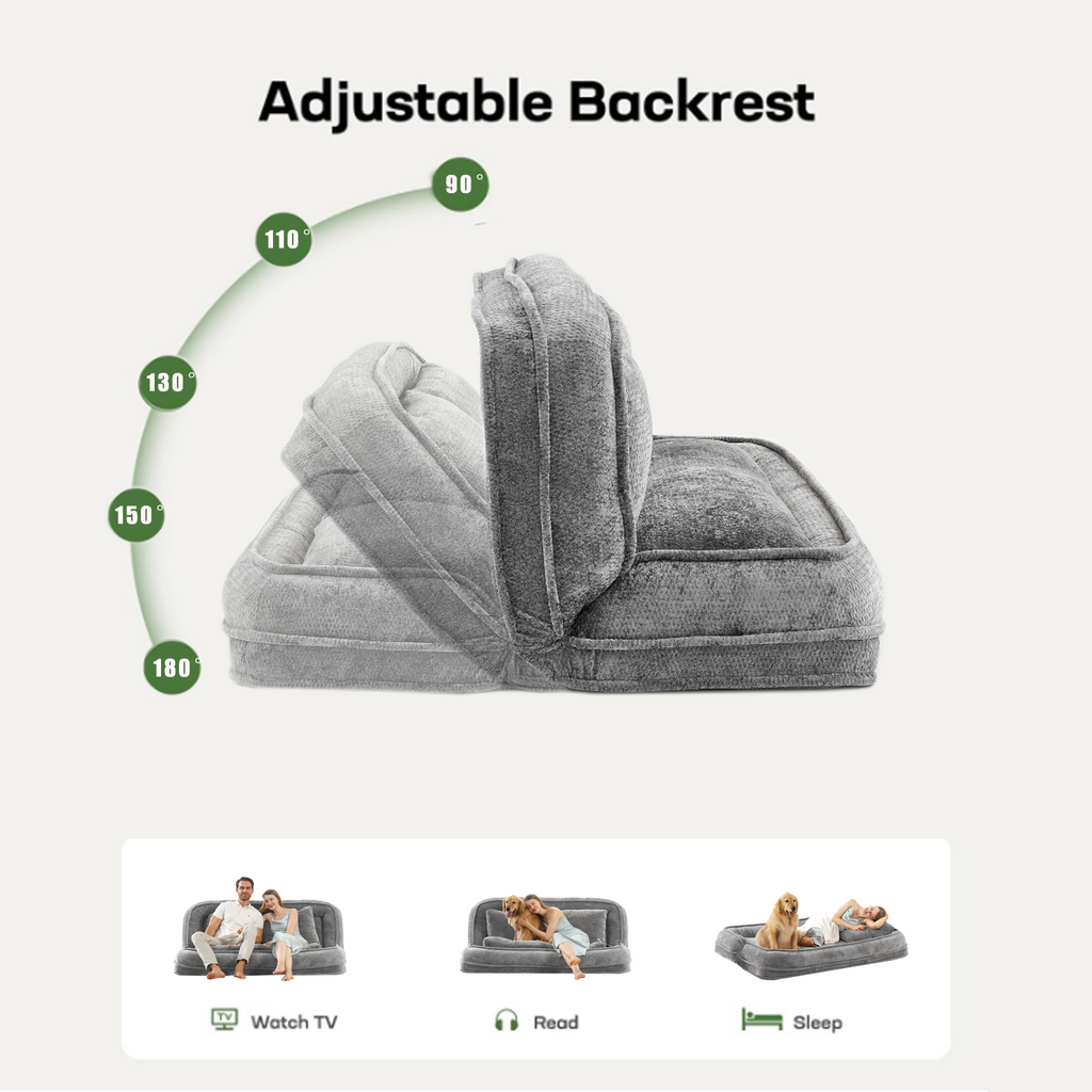 Double Human Dog Bed Loveseat - Extra Large Floor Couch with Adjustable Comfort