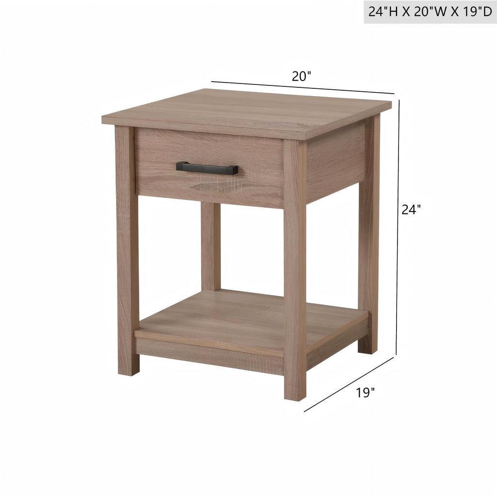 Accent Nightstand with Smooth Roller Drawer Glides - Gray, Light Brown, or Dark Brown
