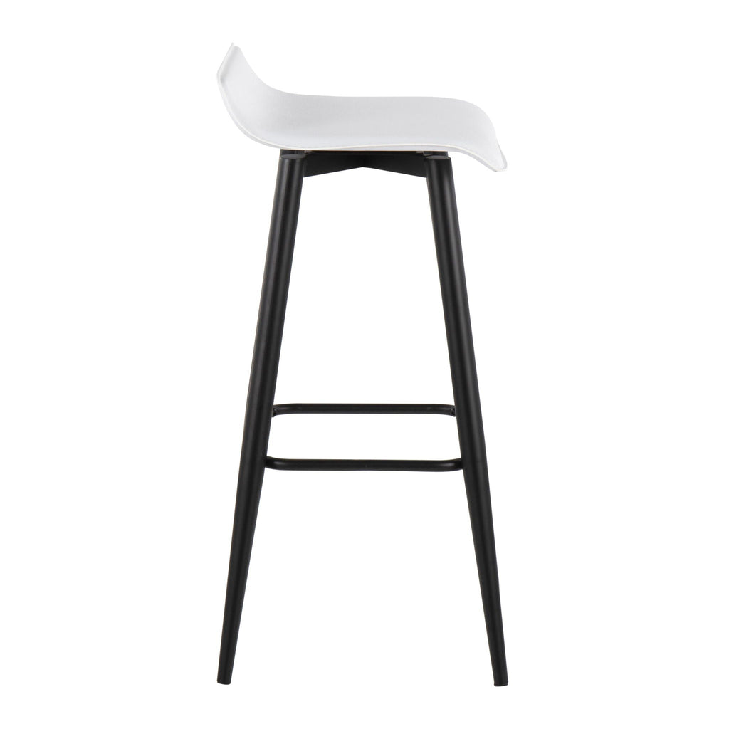 Contemporary Fixed Height Bar Stool Set with Metal Base - Pearl Silver or White