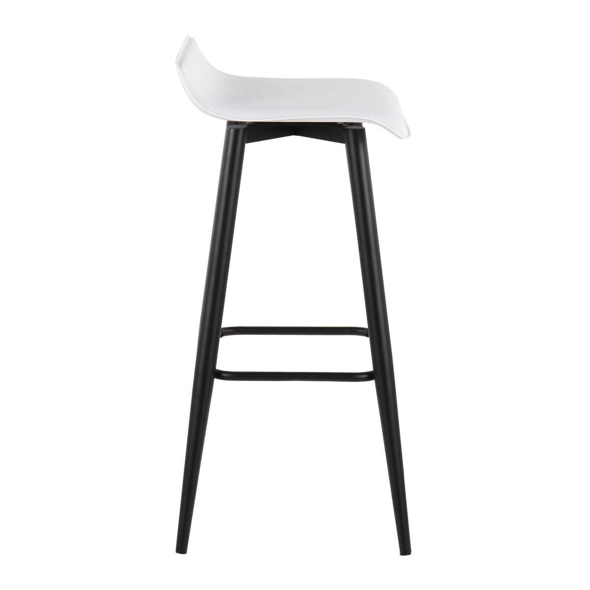 Contemporary Fixed Height Bar Stool Set with Metal Base - Pearl Silver or White