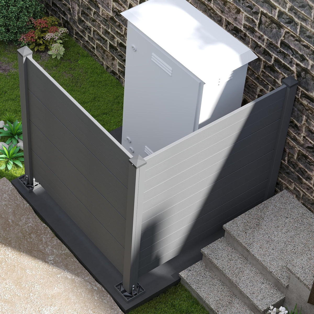 Outdoor Privacy Screen with Aluminum Posts - Dark Grey