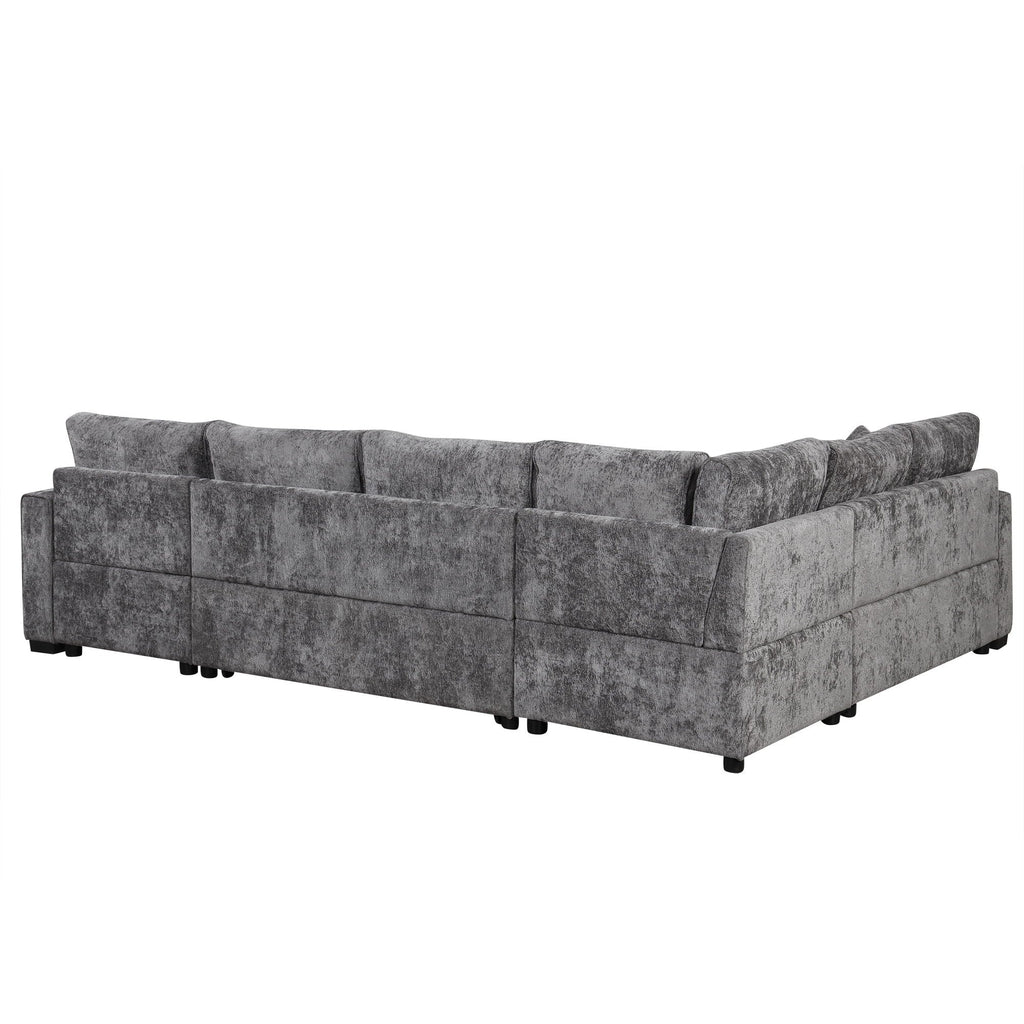 Sleeper Sectional Sofa with Storage Ottoman and USB Charging - White or Dark Gray