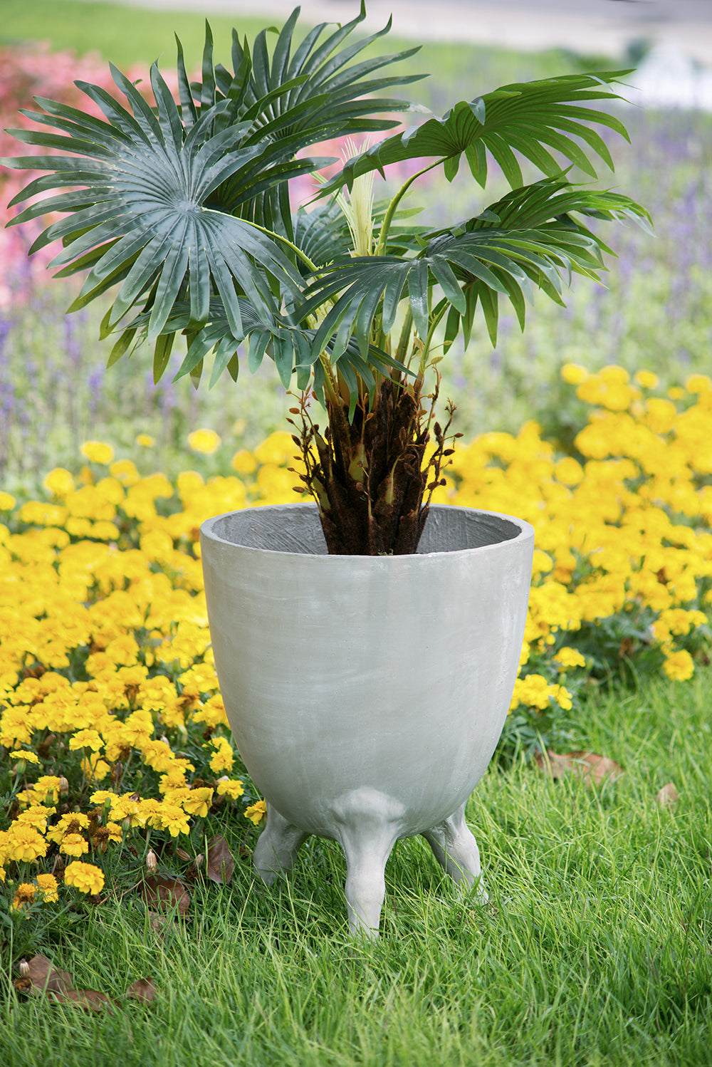 Cement Planter with Legs with Realistic Texture - Gray